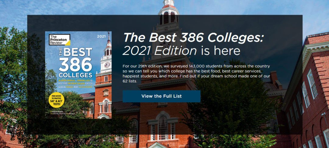 2021年《普林斯顿评论》美国大学排名发布，超全的选校清单在这里！  数据 美国名校 第1张