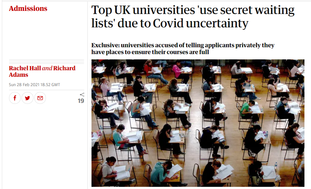 《卫报》独家：英国顶尖大学录取出现“秘密候补名单”  数据 英国大学 第1张